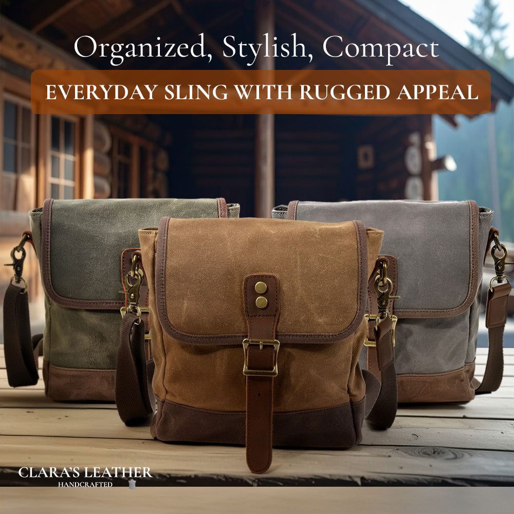 William - Small Canvas Leather Sling Bag