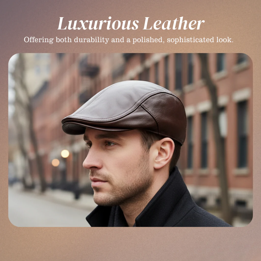 Hanz | Genuine Leather Adjustable Fit Newsboy Cap