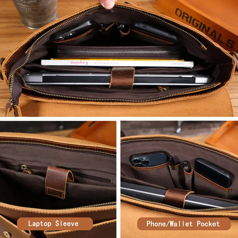 Mark - Retro Style Briefcase Messenger Bag