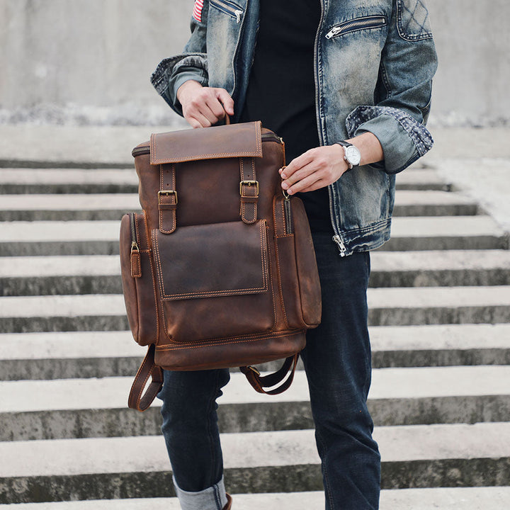 Charles - Men’s Leather Laptop Backpack