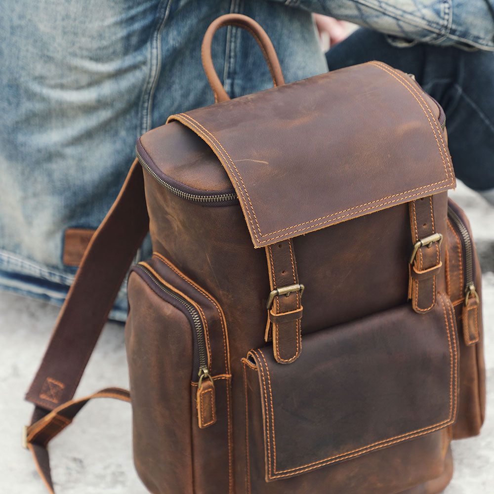 Charles - Men’s Leather Laptop Backpack
