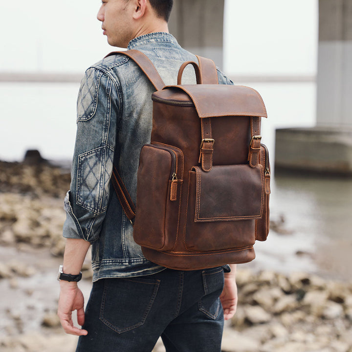 Charles - Men’s Leather Laptop Backpack
