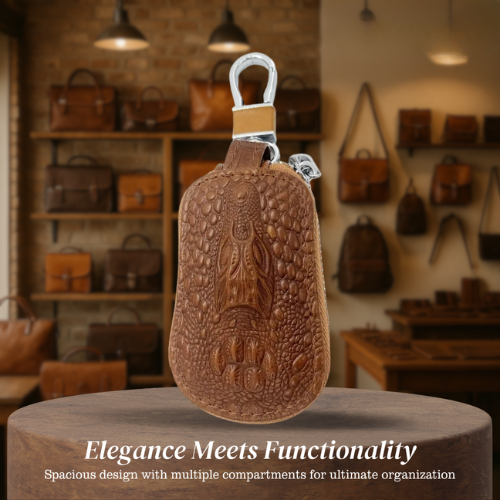 Bruno | Crocodile Embossed Leather Key Case