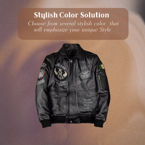 Greg | Men’s Patched Embroidered Leather Jacket