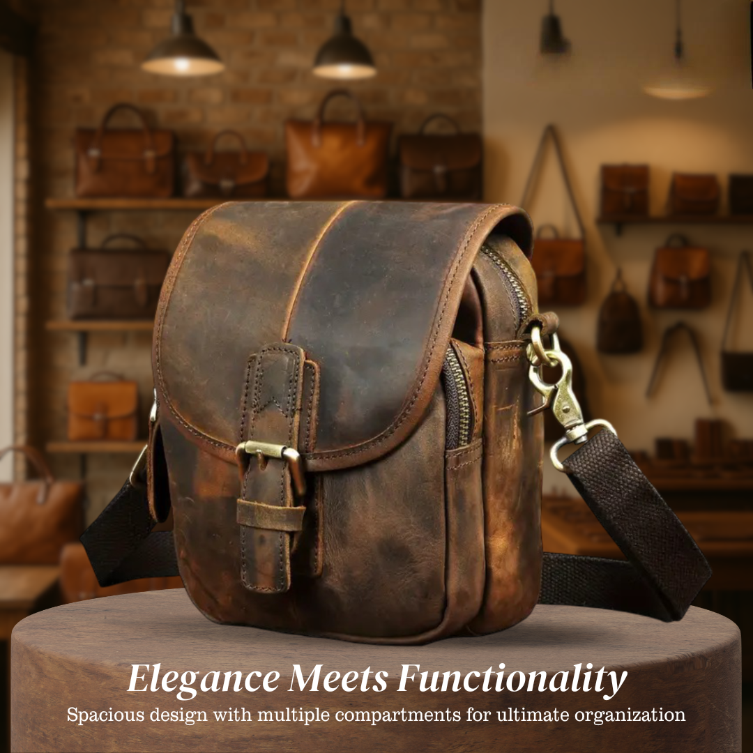 Luke - Compact Leather Crossbody Pouch with Buckle Flap