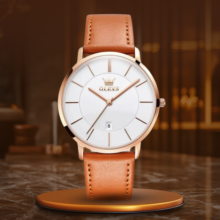 Vintage Car-Inspired Leather Watch