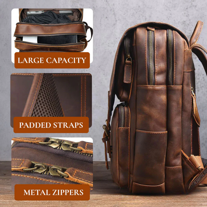 Robert - Retro Leather Travel Backpack