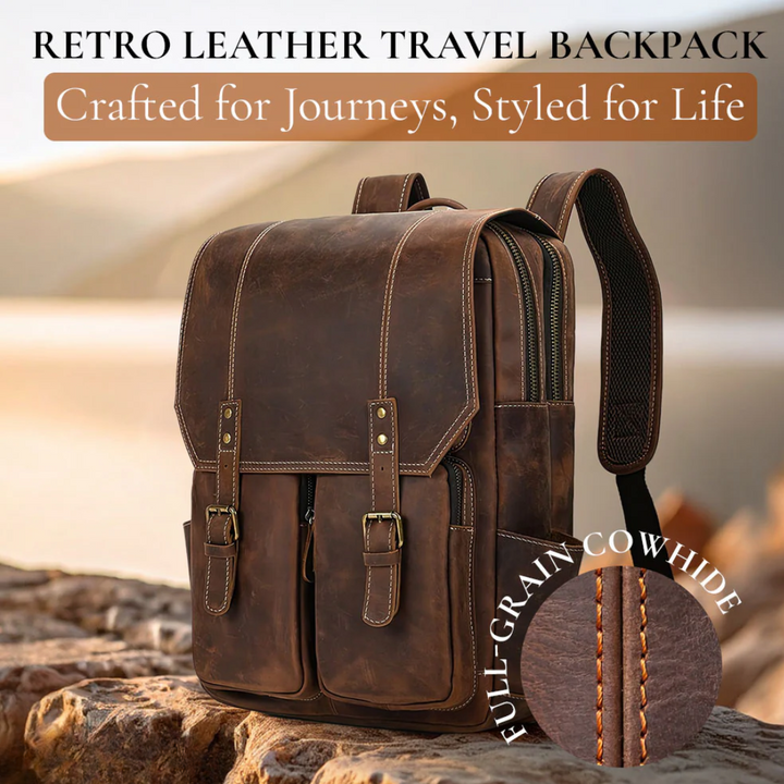 Robert - Retro Leather Travel Backpack