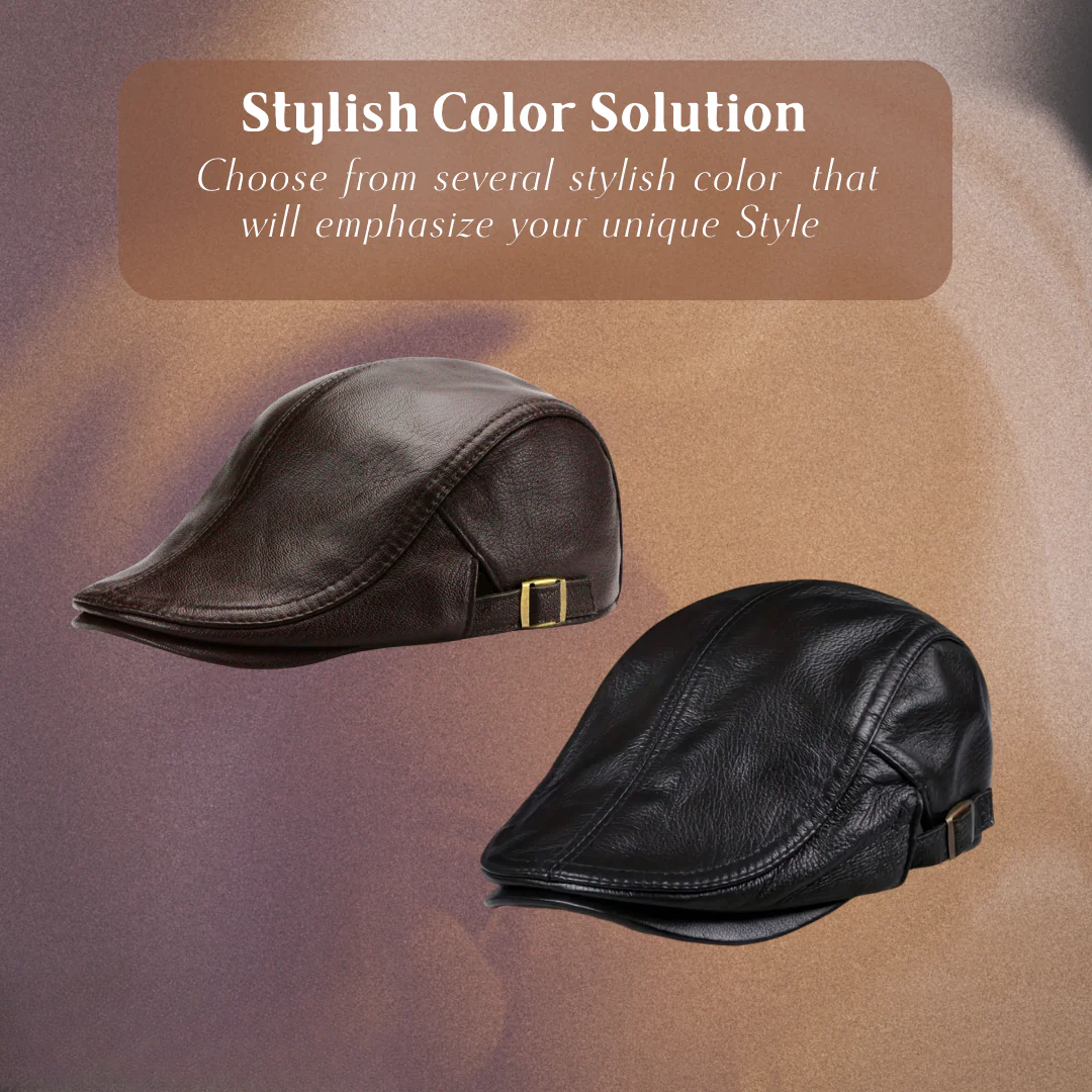 Hanz | Genuine Leather Adjustable Fit Newsboy Cap