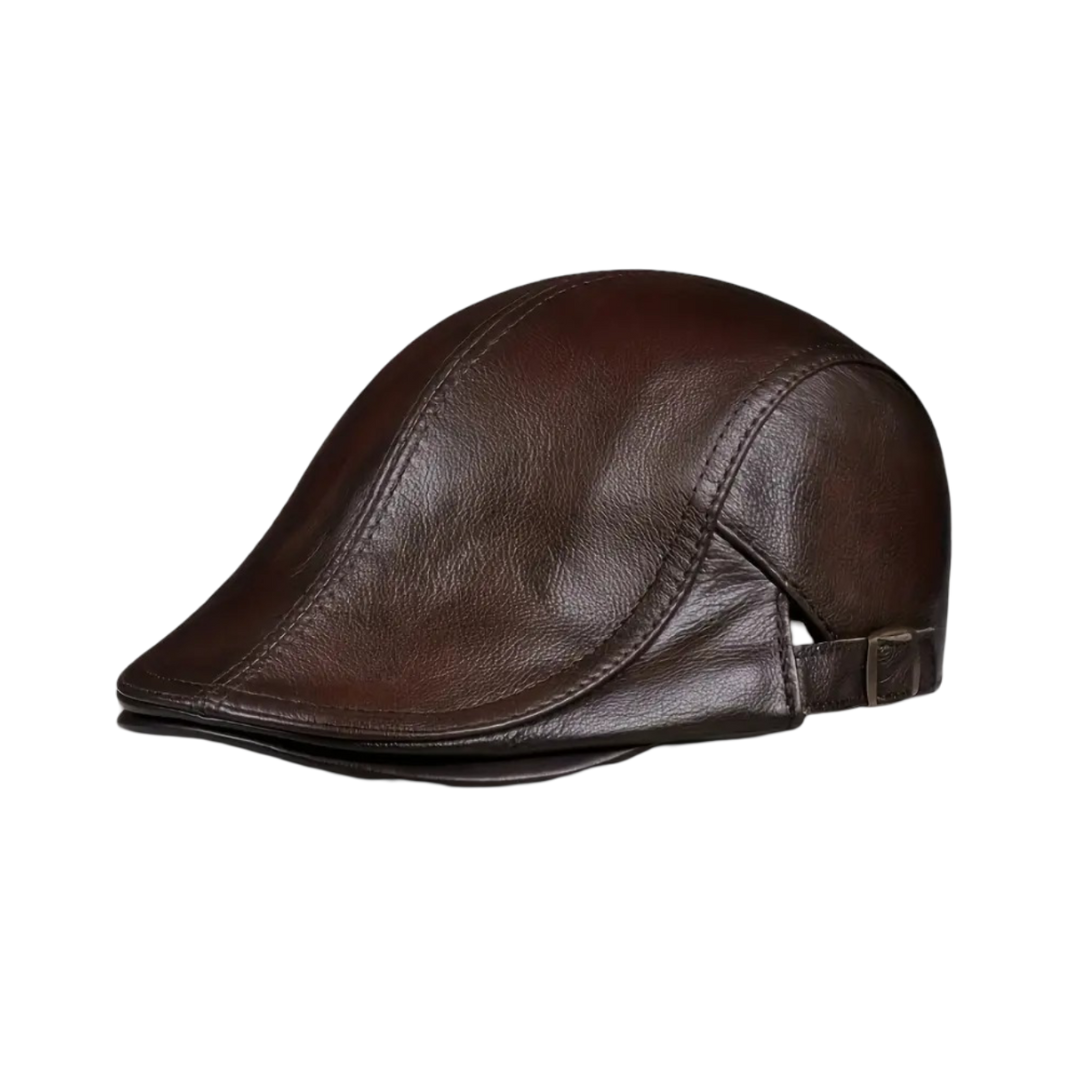 Hanz | Genuine Leather Adjustable Fit Newsboy Cap