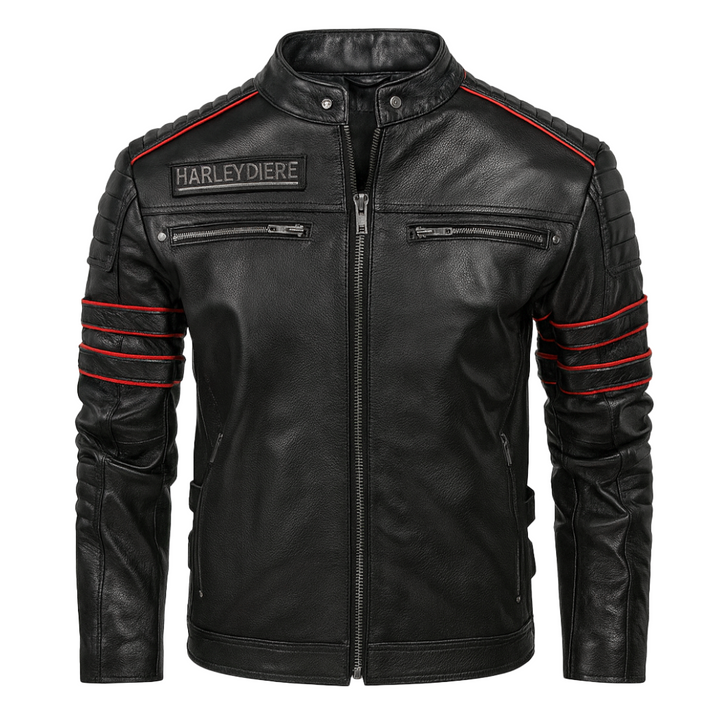Darwin | Graphic Embroidered Leather Motorcycle Jacket