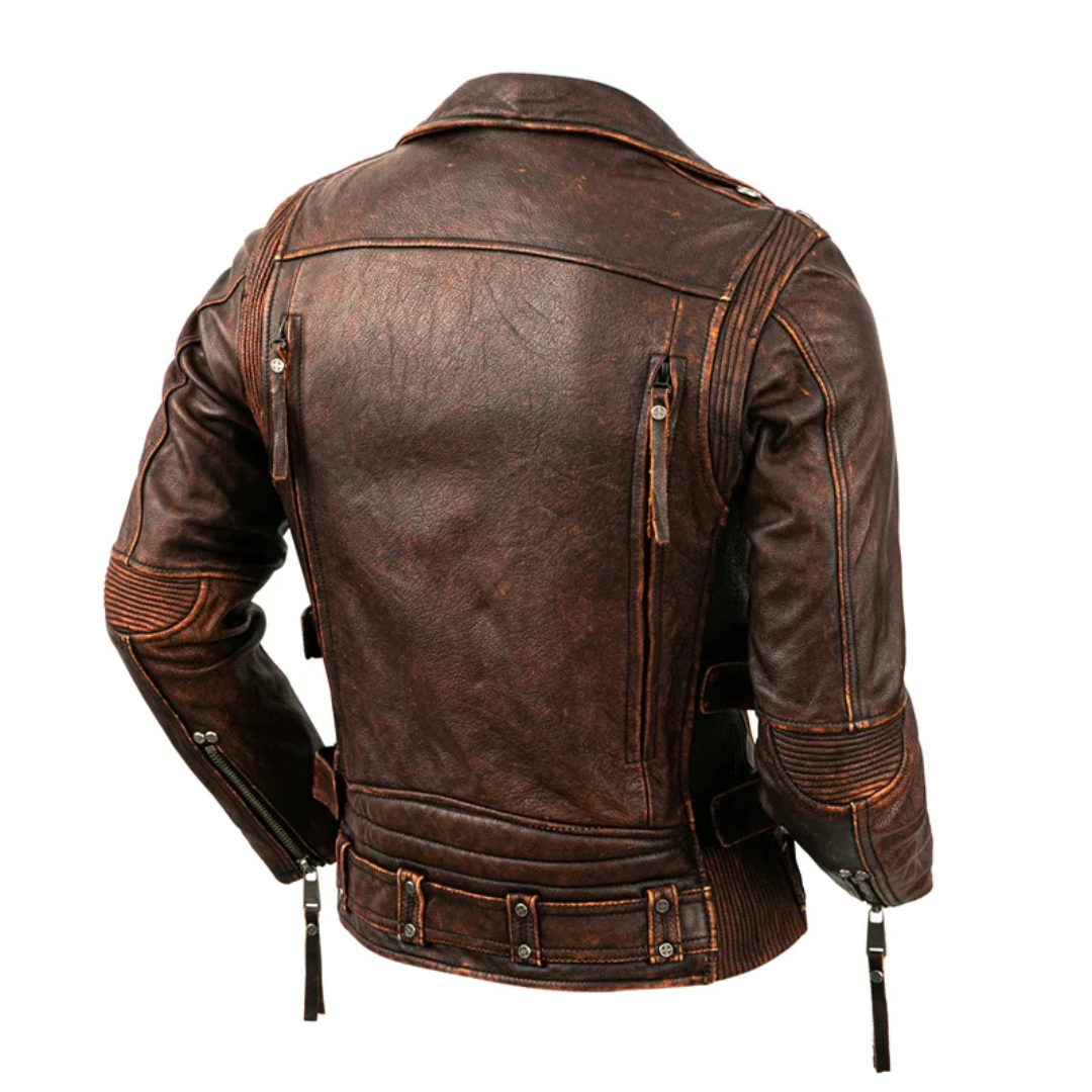 Leif | Retro Slim Fit Leather Motorcycle Jacket