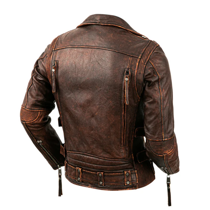 Leif | Retro Slim Fit Leather Motorcycle Jacket
