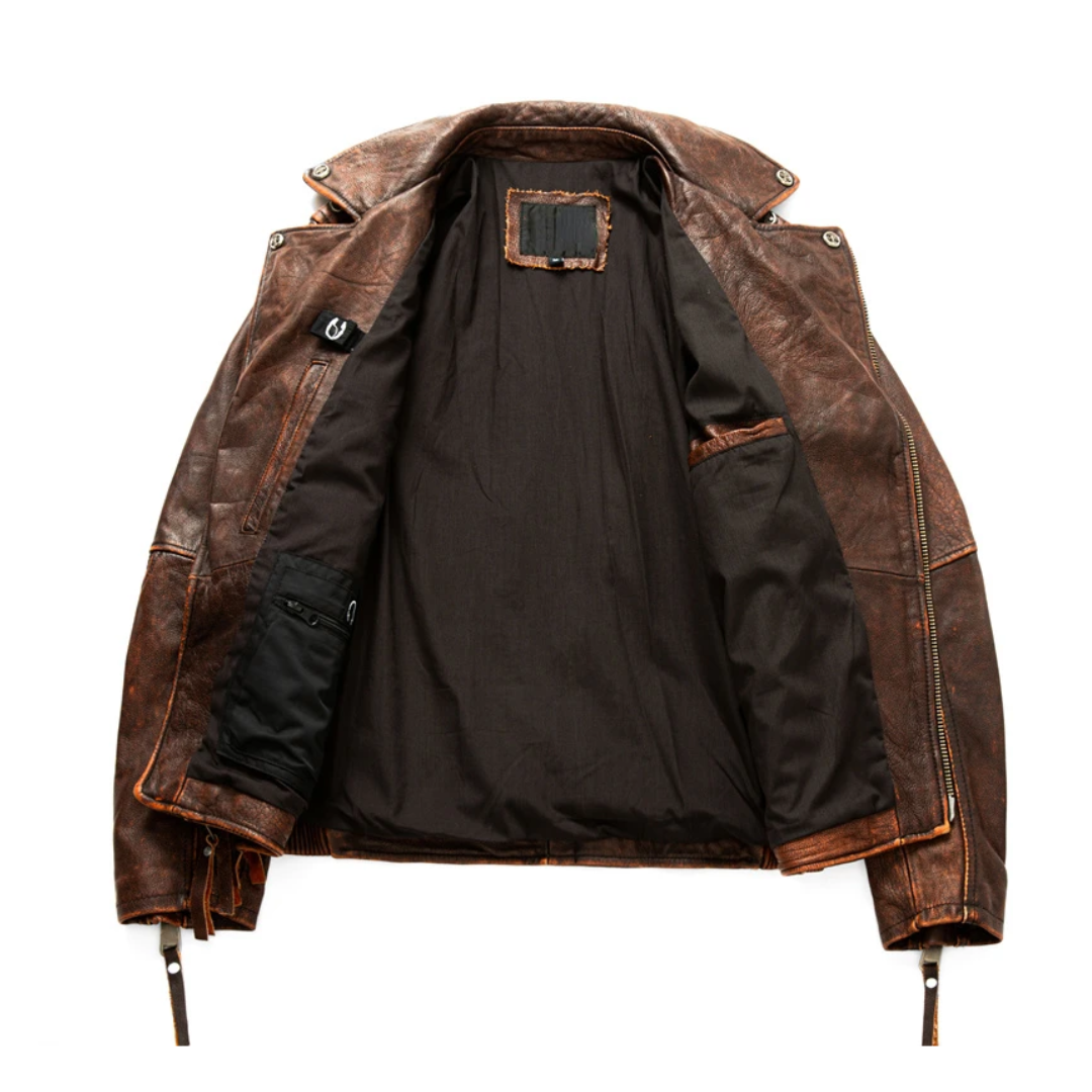 Leif | Retro Slim Fit Leather Motorcycle Jacket