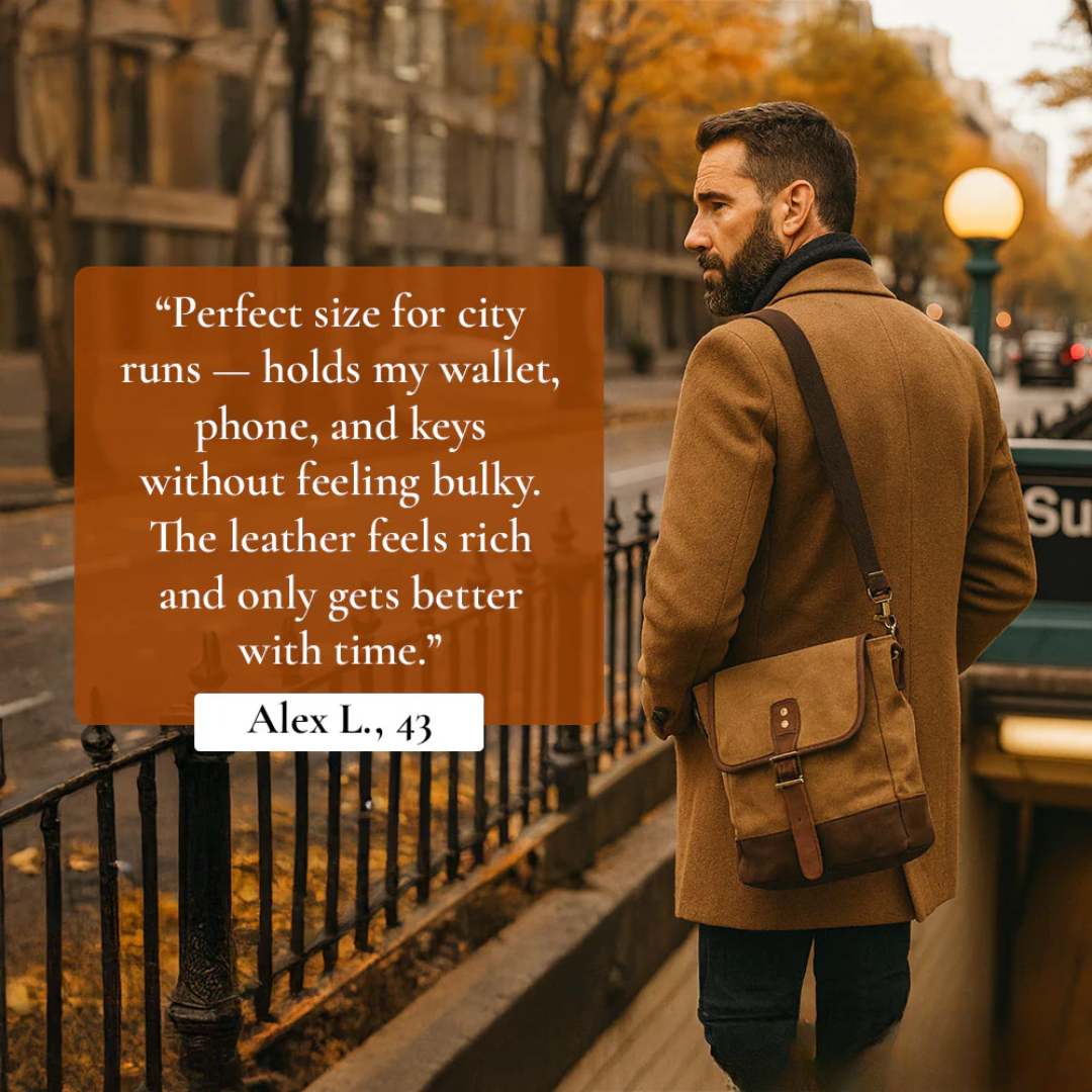 William - Small Canvas Leather Sling Bag